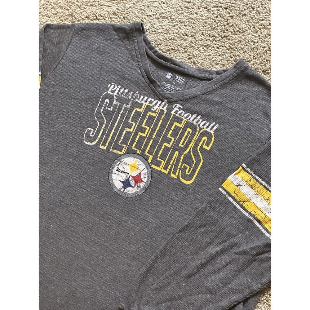 Women's NFL Pittsburgh Steelers Long Sleeve V Neck Henley / Thermal - XL